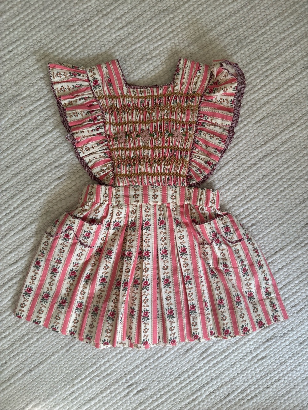 Bonjour Diary Floral Striped Pinafore Dress - 2/3 Y NWT!